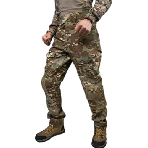 брюки Армейские будни, коричневый, бежевый (коричневый/бежевый/зеленый) - изображение №1