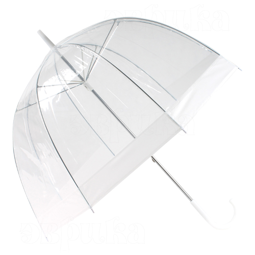 Зонт-трость ЭВРИКА подарки и удивительные вещи, механика, купол 82 см., 8 спиц, прозрачный, белый - изображение №1
