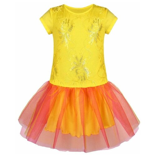 Платье радуга дети, нарядное, однотонное, желтый
