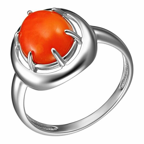 Перстень, серебро, 925 проба, родирование, серебряный, оранжевый (оранжевый/серебристый)