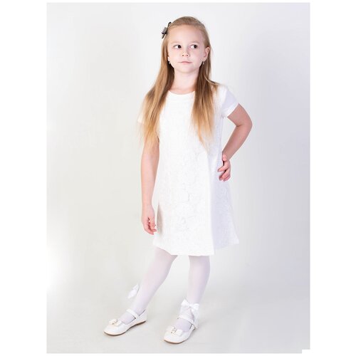 Платье радуга дети, хлопок, флористический принт, белый (белый/молочный)