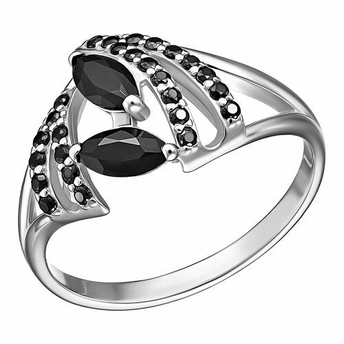 Перстень, серебро, 925 проба, родирование, черный, серебряный (черный/серебристый)