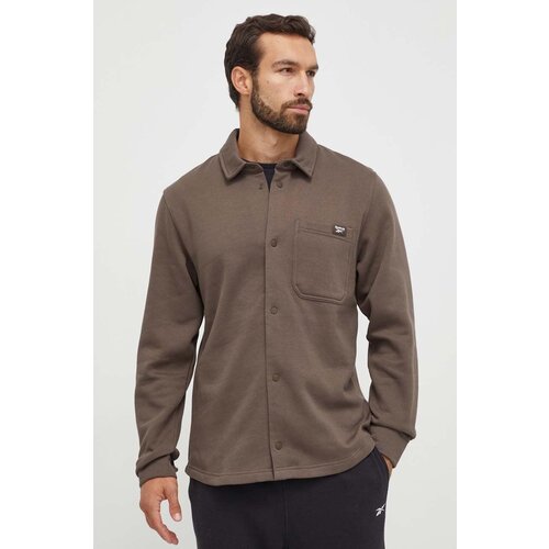 Куртка-рубашка Reebok, бежевый, коричневый (коричневый/бежевый)