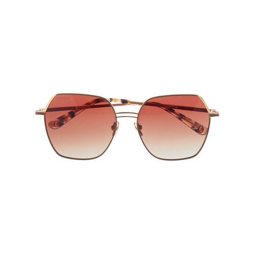 Солнцезащитные очки Cosmopolitan, шестиугольные, оправа: металл, для женщин, золотой (коричневый/золотистый)