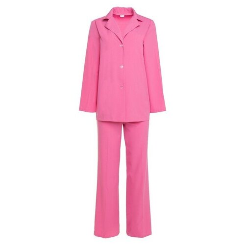 Костюм Minaku, жакет и брюки, праздничный стиль, свободный силуэт, розовый