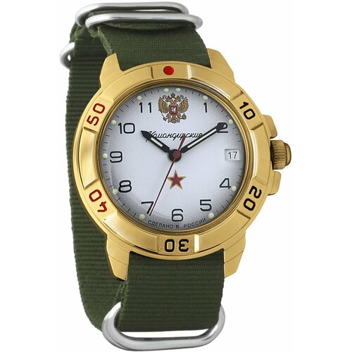 Наручные часы Восток Командирские 439322, зеленый, белый (зеленый/белый/золотистый)
