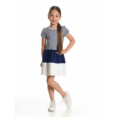 Платье Mini Maxi, хлопок, трикотаж, в полоску, синий, белый (синий/белый)