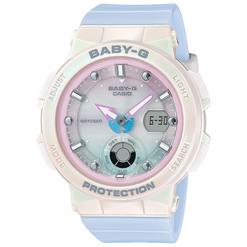 Наручные часы CASIO Baby-G BGA-250-7A3, голубой, синий (синий/розовый/бежевый/голубой/белый/розовый-голубой)