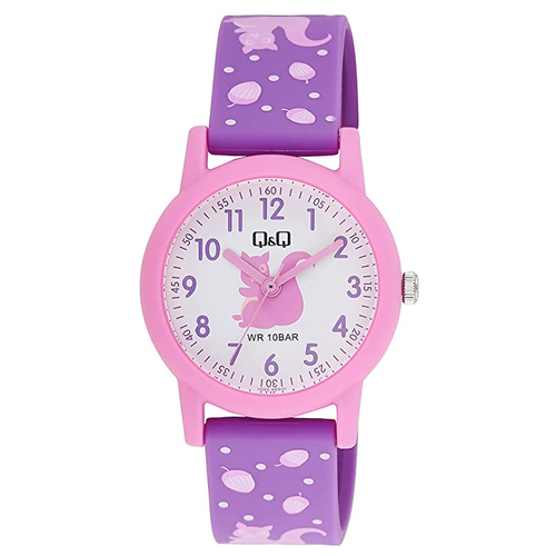 Наручные часы Q&Q, белый, мультиколор (фиолетовый/белый/мультицвет) - изображение №1
