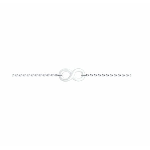 Браслет-цепочка Браслет из серебра 94-150-01263-2, серебро, 925 проба, родирование, керамика, длина 18 см