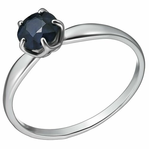 Перстень, серебро, 925 проба, родирование, серебряный, синий (синий/серебристый)