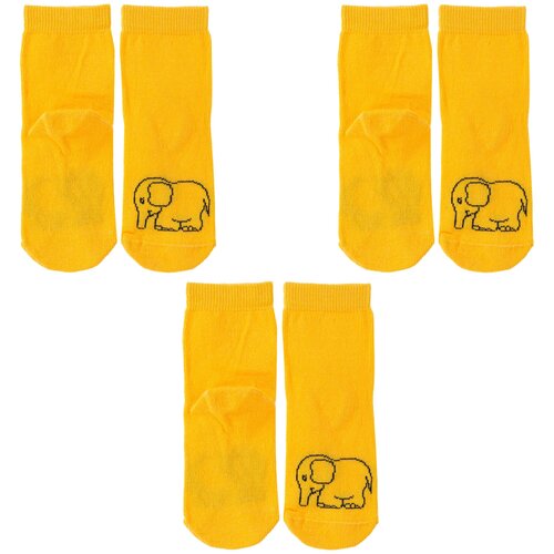 Носки АЛСУ, 3 пары, желтый - изображение №1