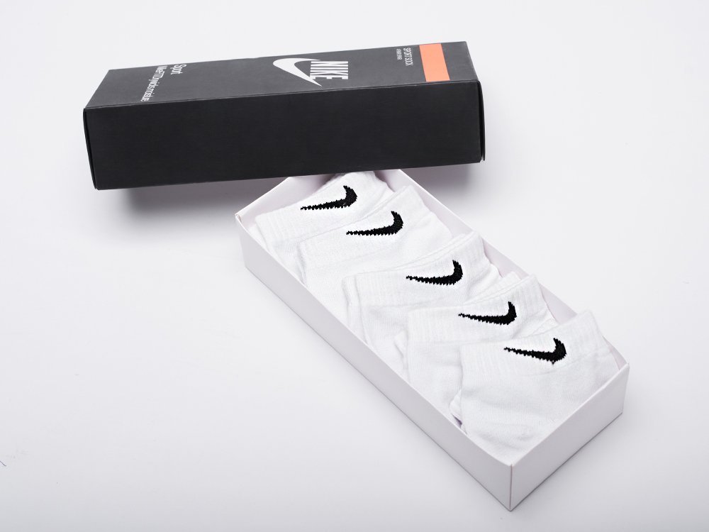 Носки короткие Nike 5 пар (белый) - изображение №1
