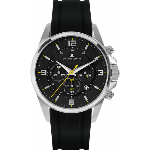 Наручные часы JACQUES LEMANS Sport Наручные часы Jacques Lemans 1-2118A, черный, серебряный (черный/серебристый)