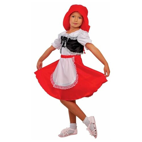 Страна Карнавалия Карнавальный костюм "Красная Шапочка", блузка, юбка, шапка, р. 32, рост 122-128 см (красный)