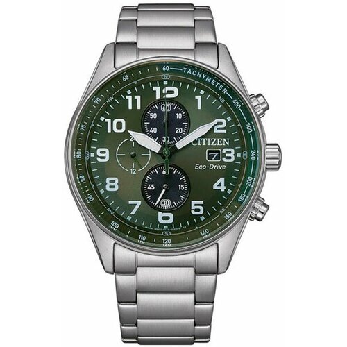 Наручные часы CITIZEN Японские мужские наручные часы Citizen CA0770-72X, зеленый, серебряный (зеленый/серебристый)