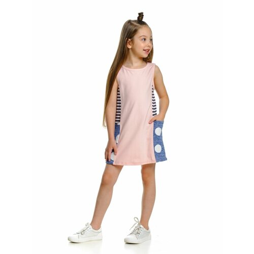 Платье Mini Maxi, хлопок, трикотаж, мультиколор, синий