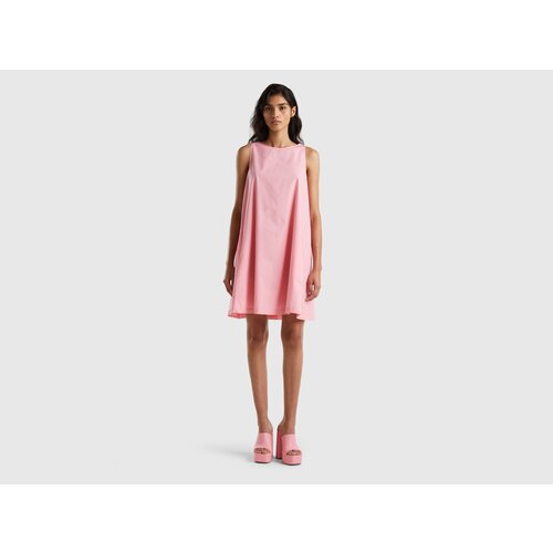Платье UNITED COLORS OF BENETTON, хлопок, повседневное, свободный силуэт, мини, розовый