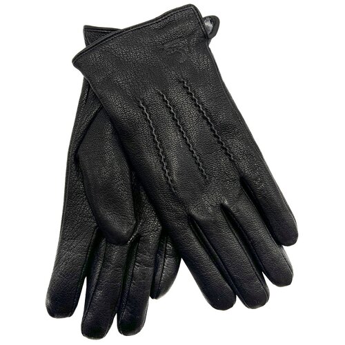 Перчатки кожаные Мужские зимные, теплые (черный)