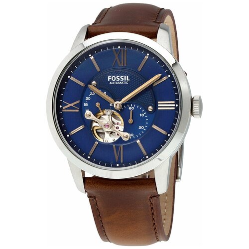 Наручные часы FOSSIL ME3110, серебряный, синий (синий/коричневый/серебристый)