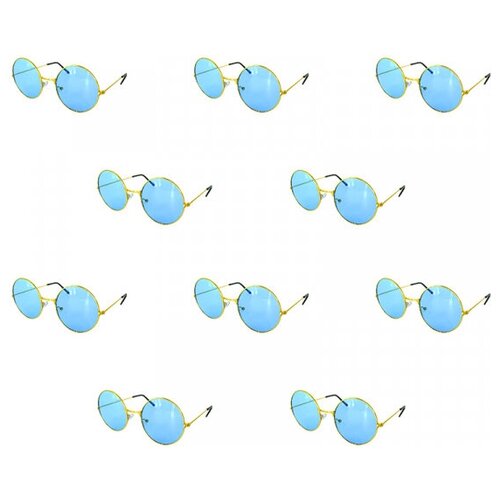 Очки круглые Джона Леннона голубые синие взрослые (Набор 10 шт.) (голубой)