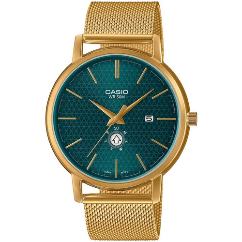 Наручные часы CASIO MTP-B125, серебряный, зеленый (зеленый/серебристый/золотистый)