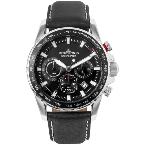 Наручные часы JACQUES LEMANS Sports 1-2099A, черный, серебряный (черный/серебристый)