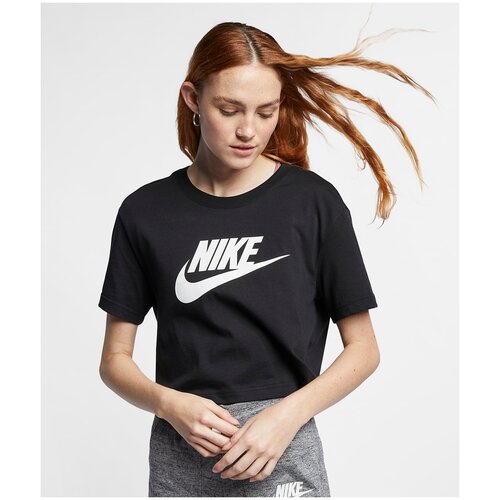 Топ NIKE, силуэт свободный, черный