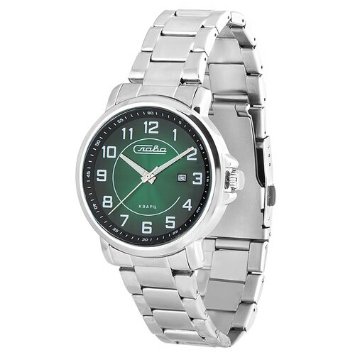 Наручные часы Слава Традиция Часы наручные Слава кварцевые 2351462/100-2115, серебряный (зеленый/серебристый)