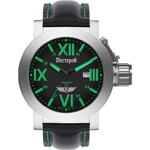Наручные часы Нестеров H0957A02-13EN, зеленый, серебряный (зеленый/серебристый/стальной)