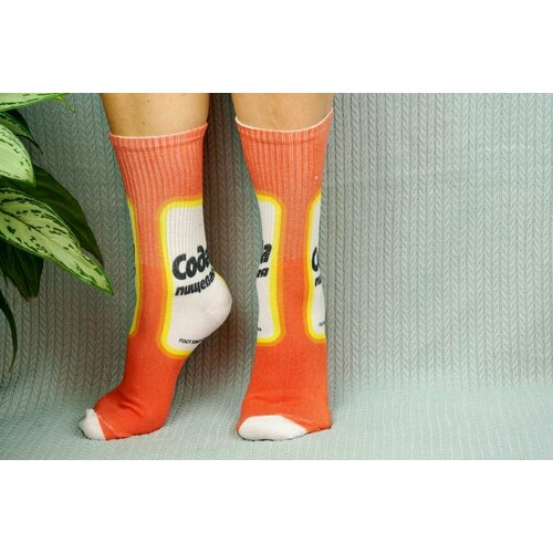 Носки , оранжевый, белый (оранжевый/белый) - изображение №1
