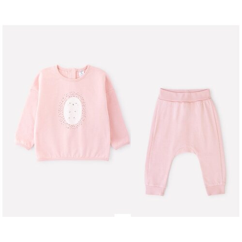 Комплект одежды  crockid для девочек, джемпер и брюки, повседневный стиль, манжеты, розовый