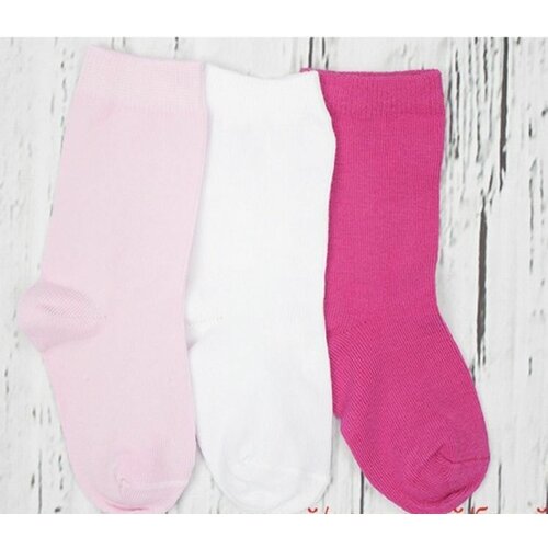 Носки cherubino, 3 пары, розовый, фуксия (розовый/белый/фуксия) - изображение №1