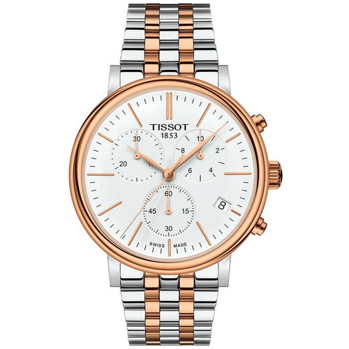 Наручные часы TISSOT T-Classic Наручные часы Tissot Carson Premium Chronograph T122.417.22.011.00, золотой (золотистый/белый/красный-розовый) - изображение №1