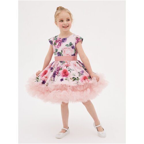 Платье Laura, нарядное, флористический принт, розовый