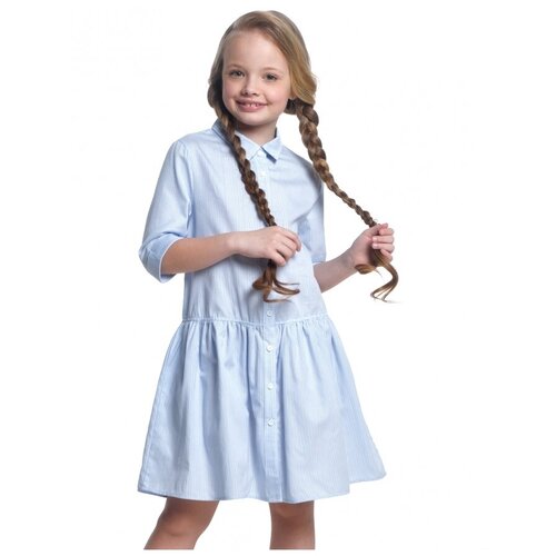 Платье Mini Maxi, хлопок, в полоску, голубой - изображение №1