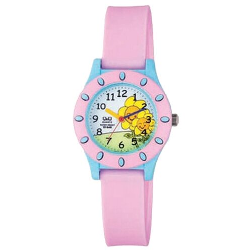 Наручные часы Q&Q, розовый, мультиколор (розовый/голубой/мультицвет)