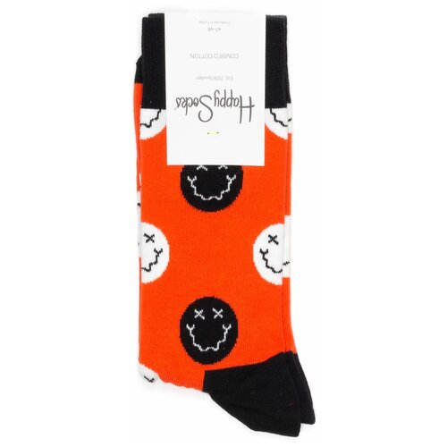 Носки Happy Socks, черный, оранжевый, белый (черный/оранжевый/белый)