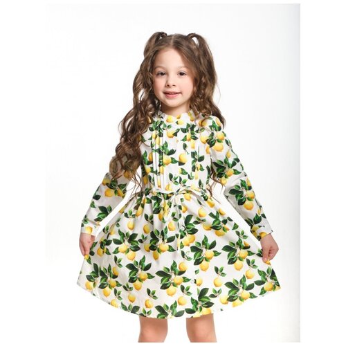 Платье Mini Maxi, хлопок, фруктовый принт, белый, желтый (желтый/белый/мультиколор)
