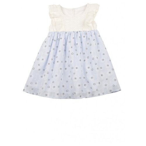 Платье Mini Maxi, хлопок, флористический принт, белый, голубой (голубой/белый)