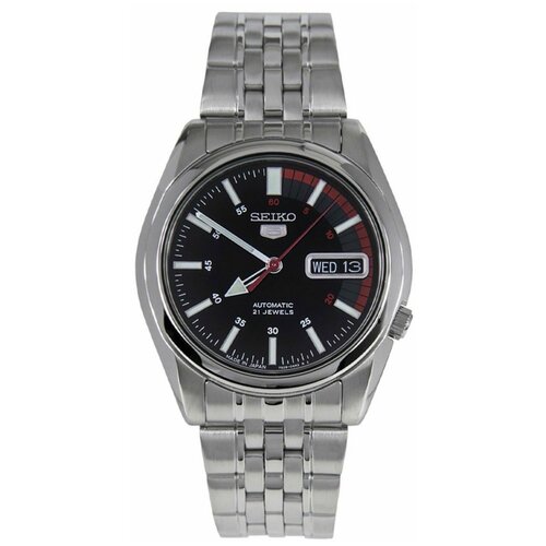 Наручные часы SEIKO SEIKO 5 Наручные часы SEIKO SNK375J1, серебряный, черный (черный/красный/серебристый)