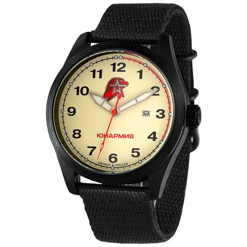 Наручные часы СПЕЦНАЗ Часы наручные кварцевые "Юнармия" С2864374-2115-09, черный (черный/бежевый) - изображение №1