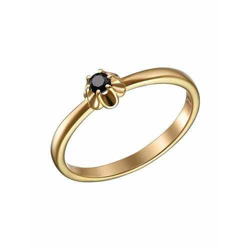 Перстень, серебро, 925 проба, золотой, черный (черный/золотистый) - изображение №1