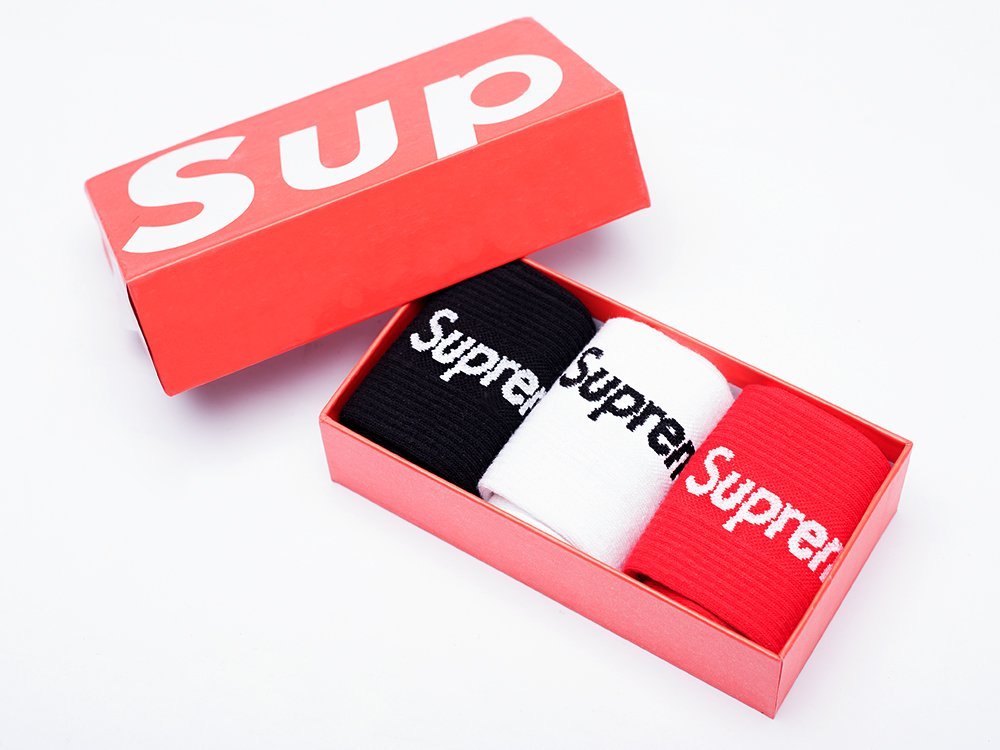 Носки Supreme в коробке 3 пары (разноцветный) - изображение №1