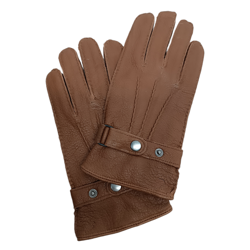 Мужские перчатки из натуральной кожи с подкладкой из шерсти 9,5 коричневые (коричневый) - изображение №1