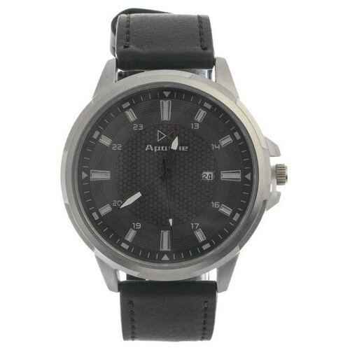 Наручные часы Часы наручные мужские "Аранс" с датой, d=4.5 см, чёрный ремешок, черный