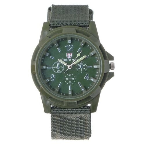 Наручные часы Часы наручные мужские "Genius ARMY", d:4.5 см, ремешок текстиль 23.5 см, хаки, зеленый
