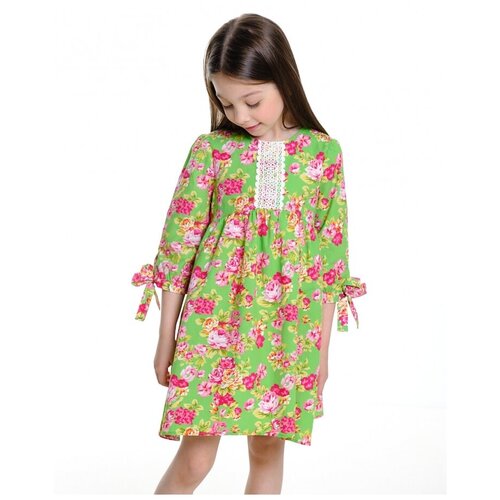 Платье Mini Maxi, хлопок, флористический принт, зеленый - изображение №1