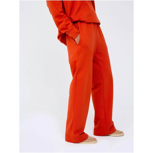Брюки  RAPOSA, спортивный стиль, карманы, пояс на резинке, утепленные, оранжевый - изображение №1