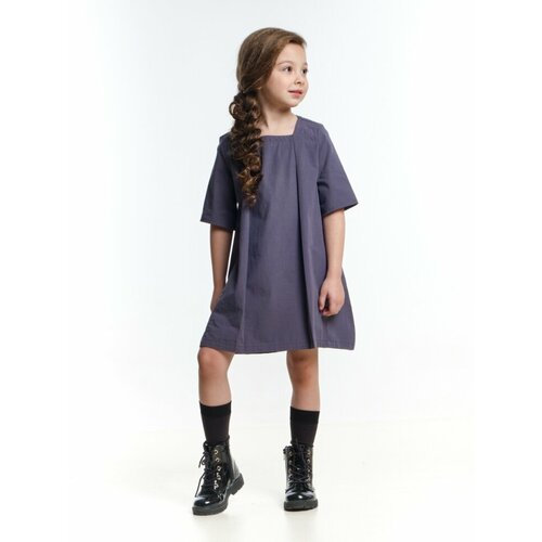 Платье Mini Maxi, хлопок, однотонное, серый (серый/темно-серый)